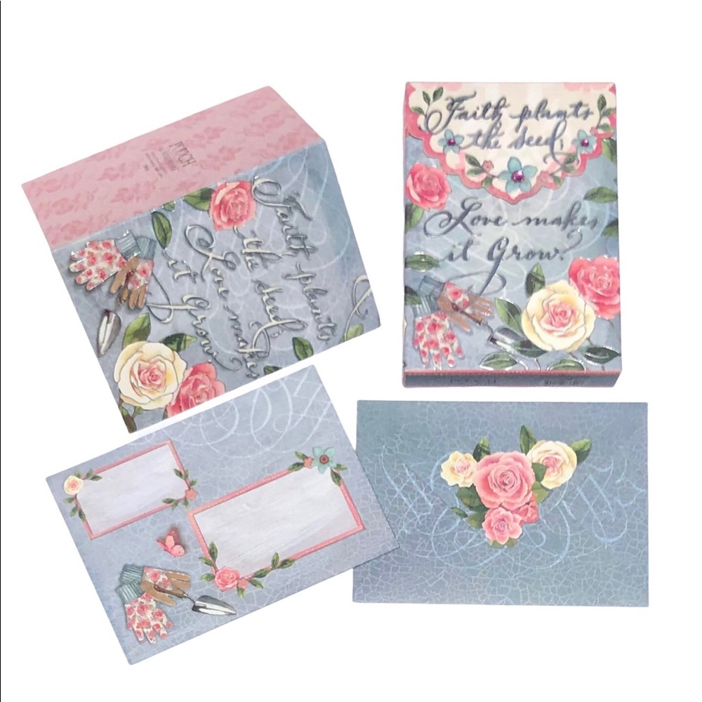Pooch & Sweetheart Faith& Love Embellished Pouch Blank Folded Note Cards (73740)